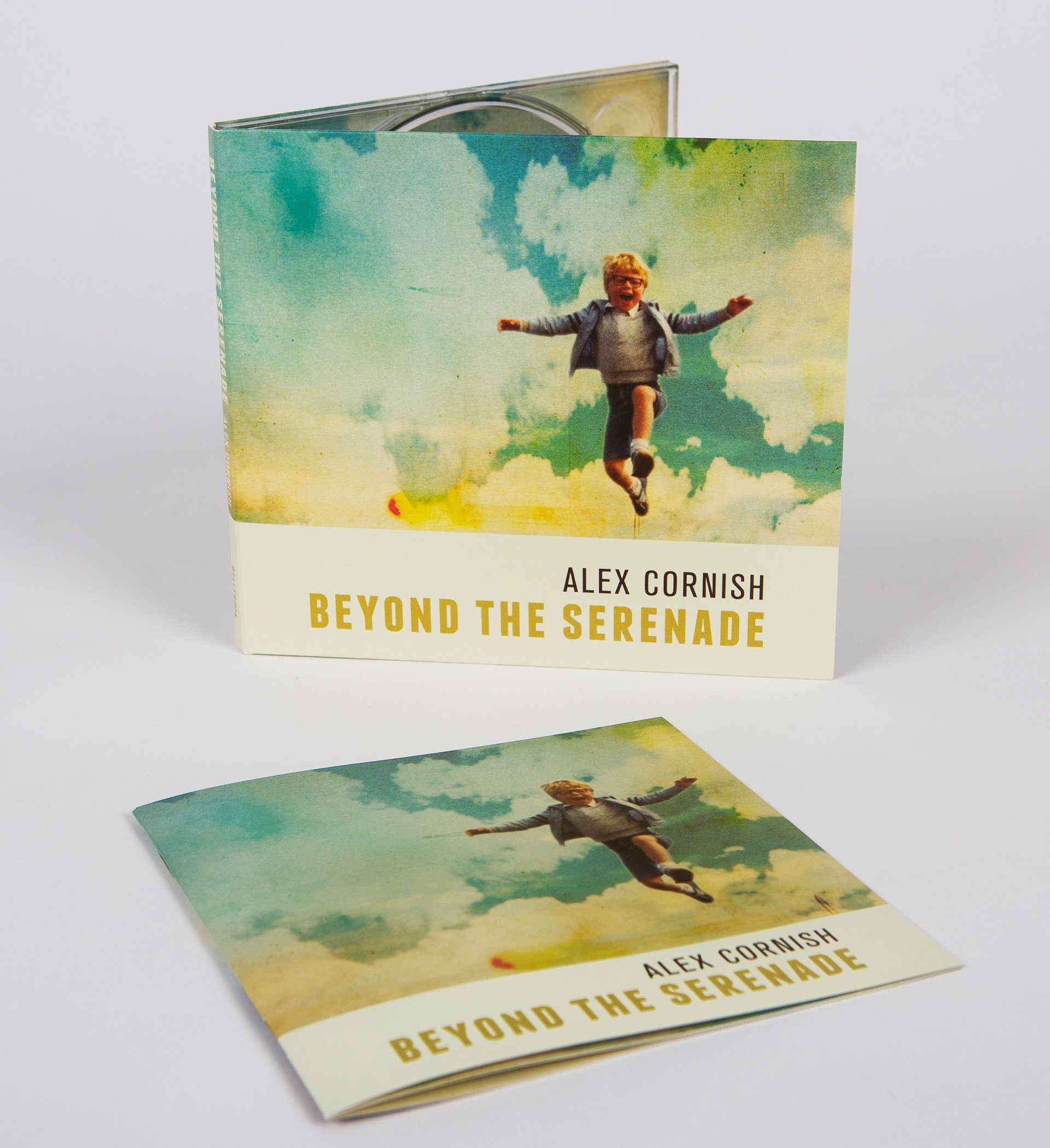 Alex Cornish CD Artwork depicts Alex as a young boy jumping into the air