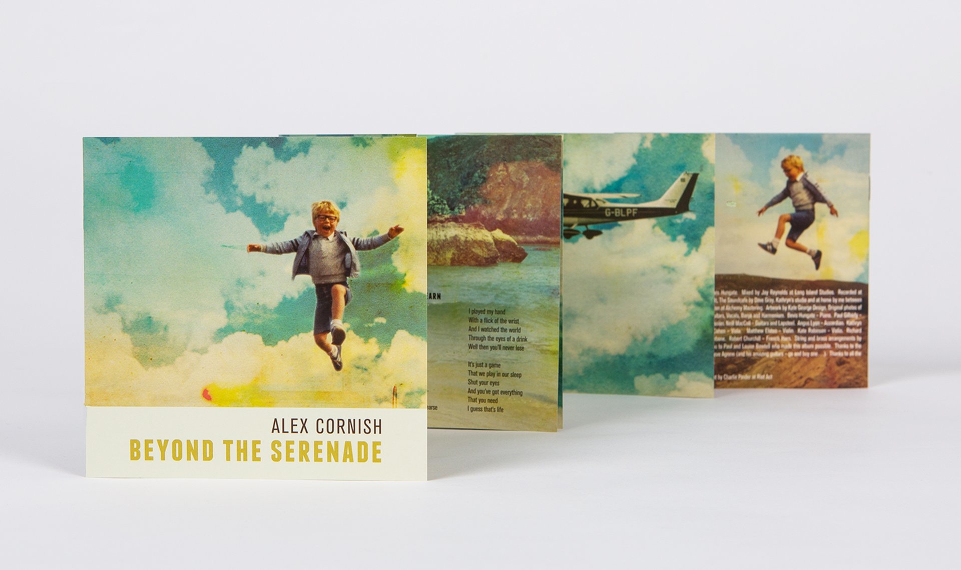 Alex Cornish CD Artwork depicts Alex as a young boy jumping into the air