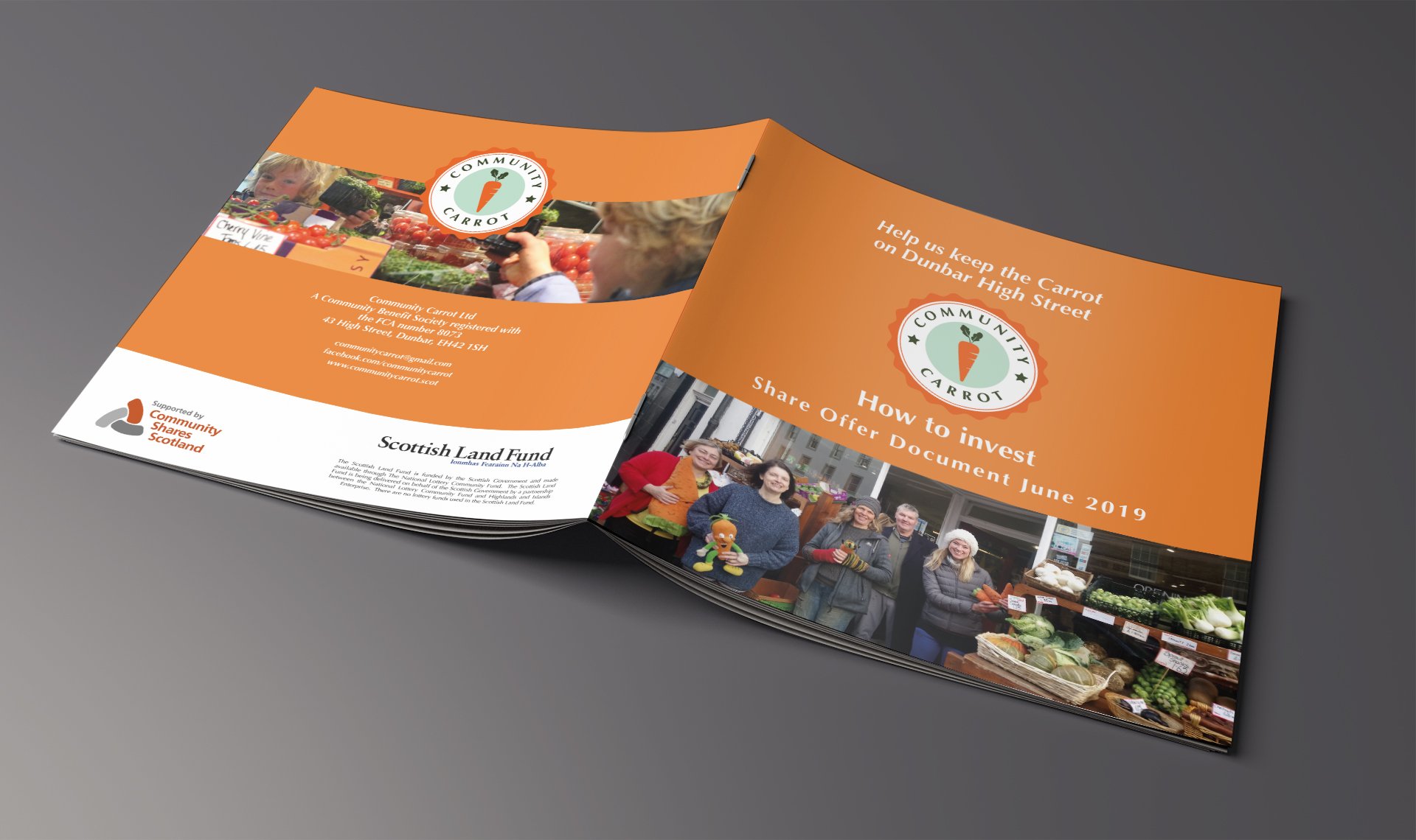 Community Carrot leaflet for funding and shares